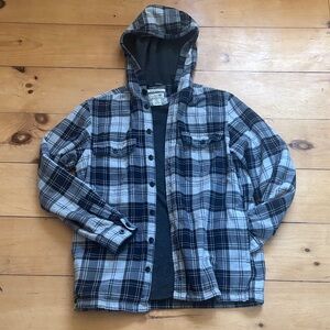 LL Bean hooded flannel + fleece shirt jacket